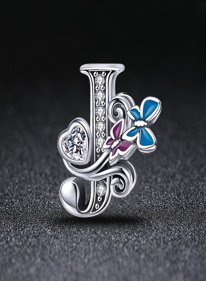 SHBOAZED S925 Sterling Silver Butterfly Initial Letter Charms Fit for Pandora Charms Bracelets and Necklace Alphabet Bead Charms Jewelry Gifts for Women J - Image 4
